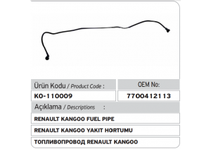 7700412113 7700426123 8200116407 Renault Clio - Kangoo - Twingo Yakıt Hortum